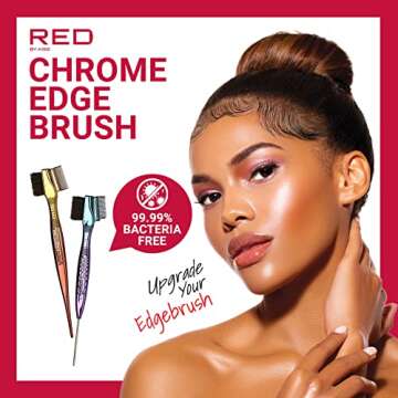 RED by Kiss Chrome Edge Brush Bacteria Free Sterilized Boar Bristles Hair Styling Brush Comb