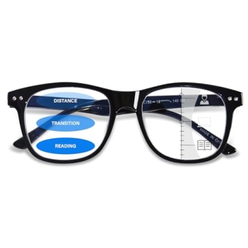 FONHCOO Progressive Multifocal Reading Glasses for All, Anti Blue Light, Spring Hinges