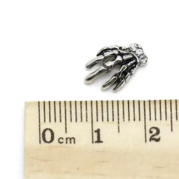 BeeSpring Vintage Silver Skeleton Hand Nail Decorations for Nail Art Designs(10Pcs)