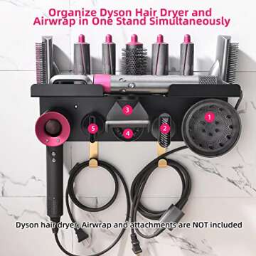 Dyson Airwrap Holder Wall Mount, Holder for Dyson Hair Dryer Airwrap Hair Styler, 2in1 Airwrap Holde...