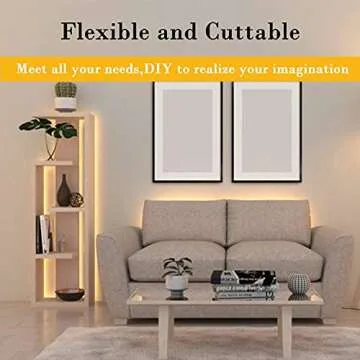 Kintion Dimmable LED Under Cabinet Lighting, 16.4ft Warm White Under Counter Lights with Remote Control, Flexible Tape Light for Kitchen Cabinet, Wardrobe, Showcase, Cupboard, 1pc UL Power Adapter