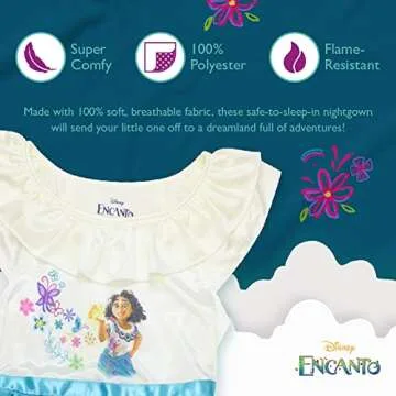 Disney Girls' Encanto Fantasy Gown Nightgown - Magical Sleepwear