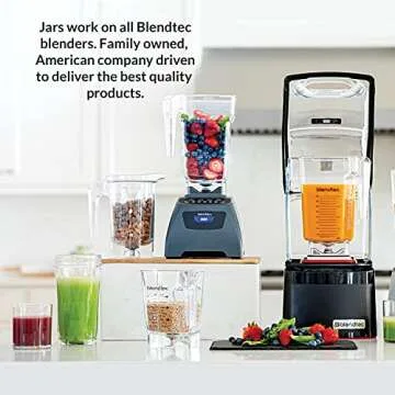 Blendtec Designer 725 Blender - WildSide+ Jar (90 oz) and Blendtec GO™ Travel Bottle (34 oz) BUNDLE - Professional-Grade Power - Self-Cleaning - 6 Pre-Programmed Cycles - 100-Speeds - Stainless/Black