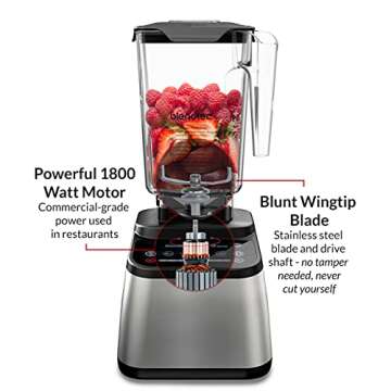 Blendtec Designer 725 Blender - WildSide+ Jar (90 oz) and Blendtec GO™ Travel Bottle (34 oz) BUNDLE - Professional-Grade Power - Self-Cleaning - 6 Pre-Programmed Cycles - 100-Speeds - Stainless/Black