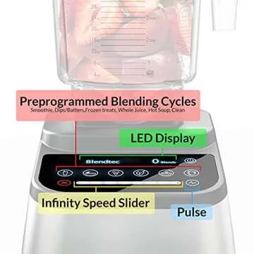 Blendtec Designer 725 Blender - WildSide+ Jar (90 oz) and Blendtec GO™ Travel Bottle (34 oz) BUNDLE - Professional-Grade Power - Self-Cleaning - 6 Pre-Programmed Cycles - 100-Speeds - Stainless/Black