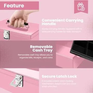 Flexzion Cash Box with Money Tray and Lock - Stylish and Secure Cash Storage Solution