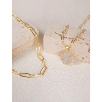 14K Gold Plated Clover Necklace - Luck & Love Symbol