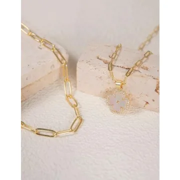 14K Gold Plated Clover Necklace - Luck & Love Symbol