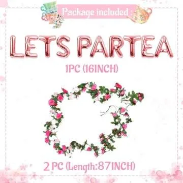 LaVenty 12 PCS LET'S PAR TEA Balloons Tea Party Birthday Banner Tea Party Decorations Lets Par-Tea P...