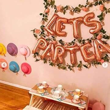 LaVenty 12 PCS LET'S PAR TEA Balloons Tea Party Birthday Banner Tea Party Decorations Lets Par-Tea Party Decor Par Tea Baby Shower Par Tea First Birthday Decoration Flower Garland(180inch)