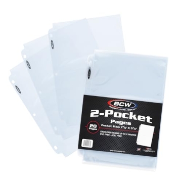 BCW Pro 2-Pocket Photo Protector Sleeves | 20 Count | 5"x7" Photos Sleeves, Cards | Acid-Free, PVC-F...