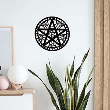 NBEADS Triple Moon Wall Art - 11.8" Black Metal Wiccan Decor