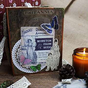 Vintage Handmade Kraft Scrapbook Paper 30 Sheets by CATaireen 5.8in*8.2in Junk Journal Decoupage Craft (NO Repetition NO Sticker)