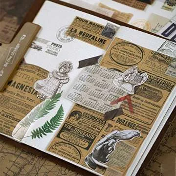 Vintage Handmade Kraft Scrapbook Paper 30 Sheets by CATaireen 5.8in*8.2in Junk Journal Decoupage Craft (NO Repetition NO Sticker)