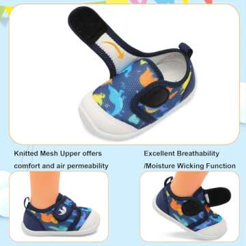 FEETCITY Baby First Walking Shoes Boys Girls Infant Sneakers Crib Shoes Breathable Lightweight Slip On Shoes