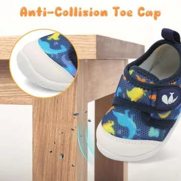 FEETCITY Baby First Walking Shoes Boys Girls Infant Sneakers Crib Shoes Breathable Lightweight Slip On Shoes