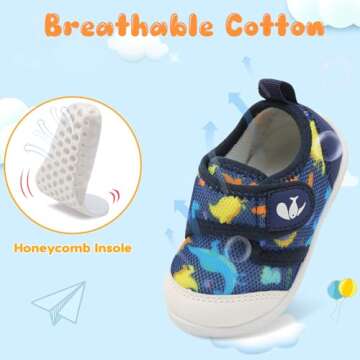 FEETCITY Baby First Walking Shoes Boys Girls Infant Sneakers Crib Shoes Breathable Lightweight Slip On Shoes