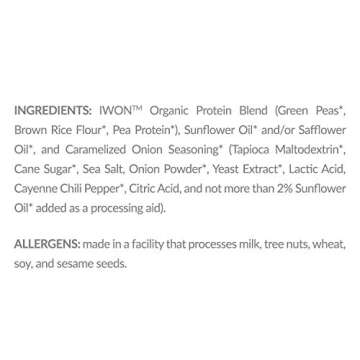 IWON Organics Caramelized Onion Flavor Protein Puff, High Protein and Organic Healthy Snacks, 8 Bags