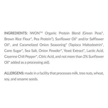 IWON Organics Caramelized Onion Flavor Protein Puff, High Protein and Organic Healthy Snacks, 8 Bags