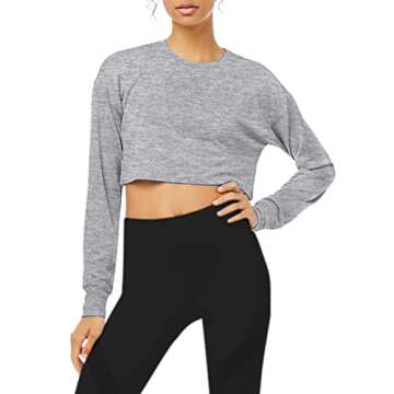 Bestisun Cropped Long Sleeve Yoga Shirts for Women