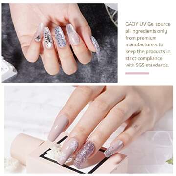 GAOY Glitter Inspire Gel Polish Kit Set, 6 Colors Including Pink Nude UV LED Soak Off Nail Polish Home DIY Manicure Nail Salon Varnish