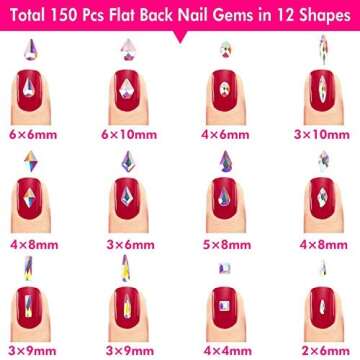 Rhinestones for Acrylic Nails, Thrilez 3318 Nail Diamonds Rhinestones Include 150 Pcs Multi Shapes Nail GemsJewels, 1728 Pcs AB Nail Crystals and 1440 micro crystals rhinestones for Nail Art Craft