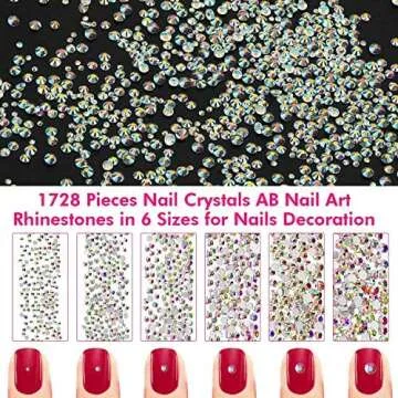 Rhinestones for Acrylic Nails, Thrilez 3318 Nail Diamonds Rhinestones Include 150 Pcs Multi Shapes Nail GemsJewels, 1728 Pcs AB Nail Crystals and 1440 micro crystals rhinestones for Nail Art Craft