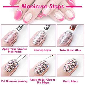 Rhinestones for Acrylic Nails, Thrilez 3318 Nail Diamonds Rhinestones Include 150 Pcs Multi Shapes Nail GemsJewels, 1728 Pcs AB Nail Crystals and 1440 micro crystals rhinestones for Nail Art Craft