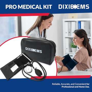 Dixie EMS Deluxe Aneroid Sphygmomanometer Blood Pressure Set with Cuff, Carry Case & Calibration Too...