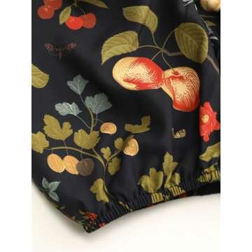 CIDER Plus Size Midi Dress Summer Fruit Patterned Square Neck Puff Sleeve Boho Vacation Casual Midi Dress for Curvy Women Multicolor