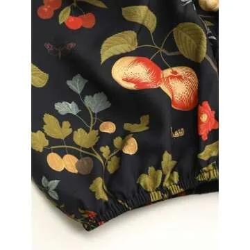 CIDER Plus Size Midi Dress Summer Fruit Patterned Square Neck Puff Sleeve Boho Vacation Casual Midi Dress for Curvy Women Multicolor