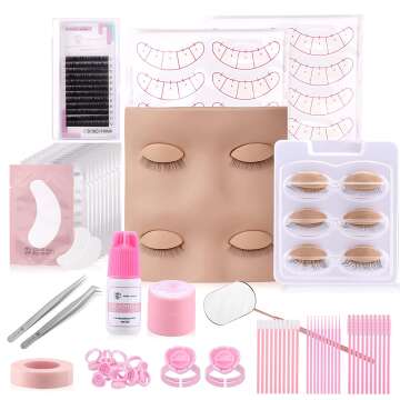 Eyelash Extension Kit with Mannequin Head & Supplies