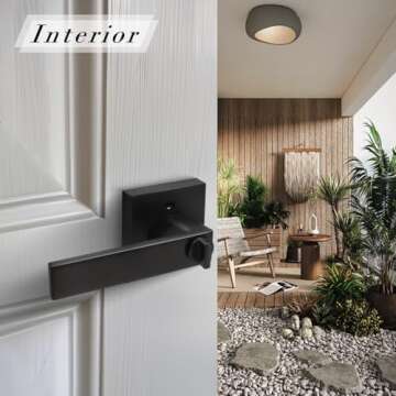 home improvement direct 10 Pack Privacy Door Lever, Keyless Interior Door Handle with Lock, Matte Black Heavy Duty Square Lock Set for Bedroom, Bathroom, Reversible for Right/Left Handed Doors