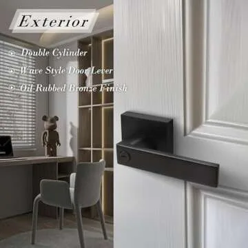 home improvement direct 10 Pack Privacy Door Lever, Keyless Interior Door Handle with Lock, Matte Black Heavy Duty Square Lock Set for Bedroom, Bathroom, Reversible for Right/Left Handed Doors