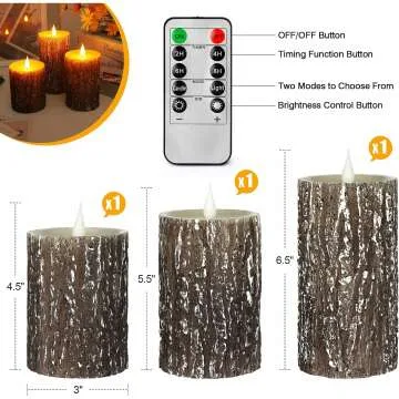 Flameless Pillar Candles with Remote Control Set