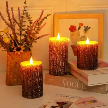Flameless Pillar Candles with Remote Control Set