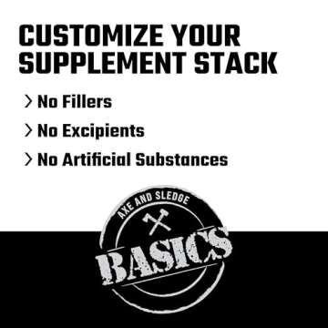 Axe & Sledge Supplements Basics Creatine, Enhances Strength, Increases Lean Body Mass, Boosts Performance, Unflavored, 50 Servings