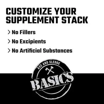 Axe & Sledge Supplements Basics Creatine, Enhances Strength, Increases Lean Body Mass, Boosts Performance, Unflavored, 50 Servings