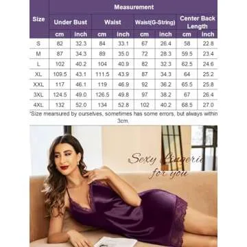 Avidlove Women Lingerie Satin Lace Chemise Nightgown Sexy Full Slips Sleepwear (Large, Dark Purple)