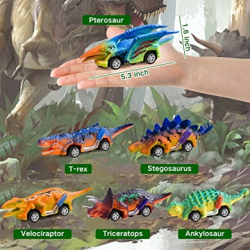 FFTROC Dinosaur Pullback Toy Cars Safe Fun for Kids 3-5