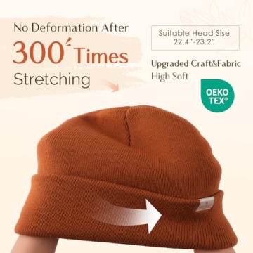 YANIBEST Womens Saitn Lined Knit Beanie Hat Acrylic Winter Hats for Women Men Silk Lining Soft Slouchy Warm Cuffed Beanie Hat Orange