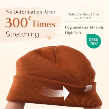 YANIBEST Womens Saitn Lined Knit Beanie Hat Acrylic Winter Hats for Women Men Silk Lining Soft Slouchy Warm Cuffed Beanie Hat Orange