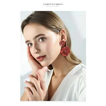 Chic Metal Poppy Flower Dangle Earrings for Women