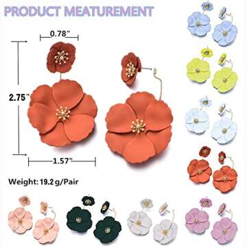 Chic Metal Poppy Flower Dangle Earrings for Women