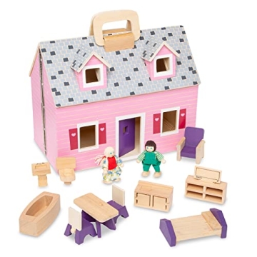Melissa & Doug Fold & Go Wooden Dollhouse for Kids