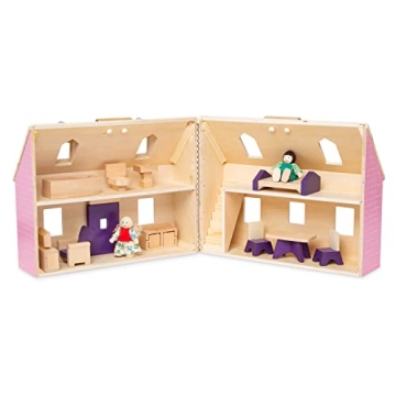 Melissa & Doug Fold & Go Wooden Dollhouse for Kids