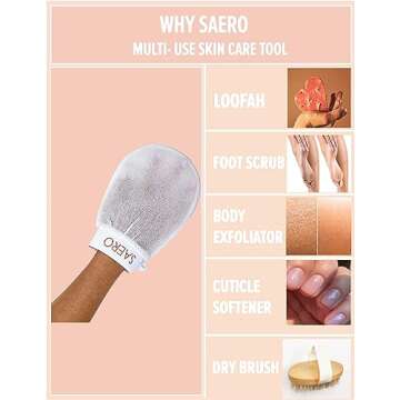 SAERO Exfoliating Glove (1pc) - 100% Vegan Viscose Body Scrub Glove – Traditional Kessa Korean Washcloth – Ideal for Self-Tan Removal & Keratosis Pilaris Treatment
