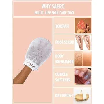 SAERO Exfoliating Glove (1pc) - 100% Vegan Viscose Body Scrub Glove – Traditional Kessa Korean Washcloth – Ideal for Self-Tan Removal & Keratosis Pilaris Treatment