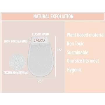 SAERO Exfoliating Glove (1pc) - 100% Vegan Viscose Body Scrub Glove – Traditional Kessa Korean Washcloth – Ideal for Self-Tan Removal & Keratosis Pilaris Treatment
