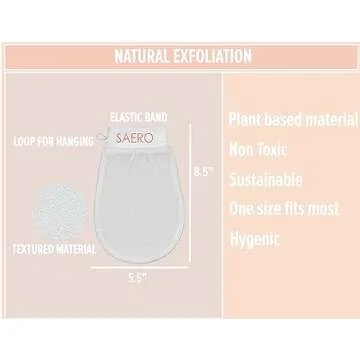 SAERO Exfoliating Glove (1pc) - 100% Vegan Viscose Body Scrub Glove – Traditional Kessa Korean Washcloth – Ideal for Self-Tan Removal & Keratosis Pilaris Treatment
